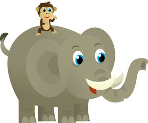 Cartoon wild animal happy young elephant on white background - illustration for the children