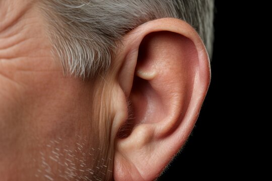 Man hearing problem closeup. Generate Ai