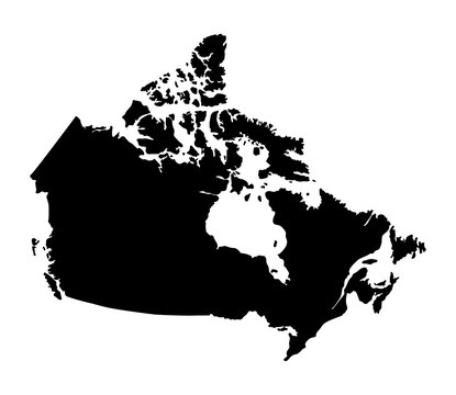 Map of Canada in black color. Canadian map.