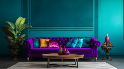 Opulent Elegance: Bold Jewel Tones Living Room Interior Design