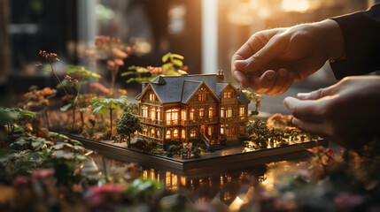 Model of the house for buyers. The concept of selling real estate