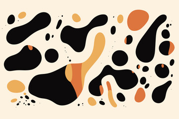 abstract contemporary splatter design artwork, rounded shapes doodle shapes vector illustration