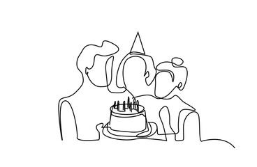 people celebration cake birthday friends happy moments together lifestyle line art design