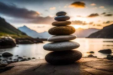 Foto op Canvas zen stones on the beach © Hameed
