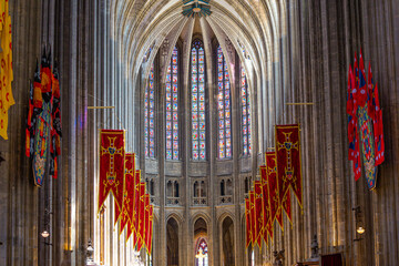 Cathedral of the holy cross, Orleans, France, stained glasses