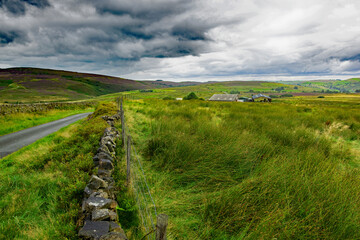 Naklejka premium Path to the sky, near Three Shires in Staffordshire, England.