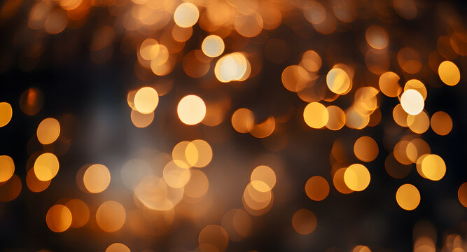 Christmas lighting and decoration: bokeh lights on a dark background. Background and lights out of focus.
