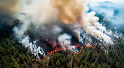 fire in the forest, fire scene in forest, power fire with smoke in forest