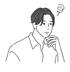 顔を触って心配する男性