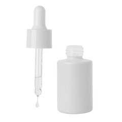 Gray cosmetic jar with dropper. On an empty background. PNG
