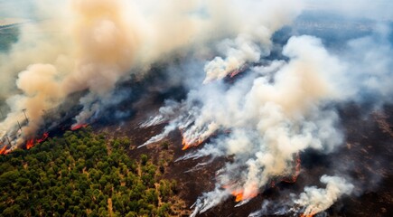 fire in the forest, fire scene in forest, power fire with smoke in forest