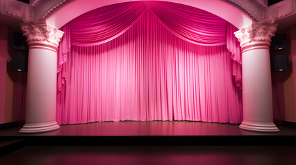 pink stage curtains