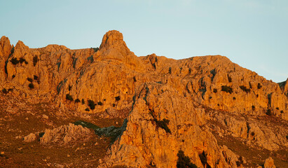 Panorama del Monte Albo Baronie al tramonto Siniscola.  Provincia di Nuoro, Sardegna. Italy