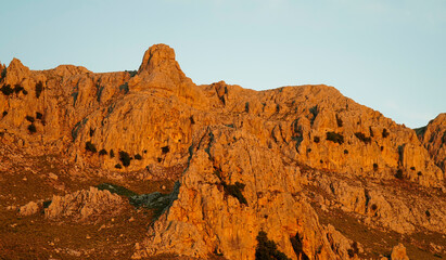 Panorama del Monte Albo Baronie al tramonto Siniscola.  Provincia di Nuoro, Sardegna. Italy