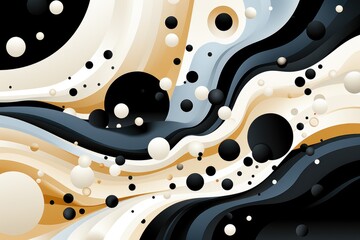 A black and white abstract background with bubbles. Imaginary illustration.