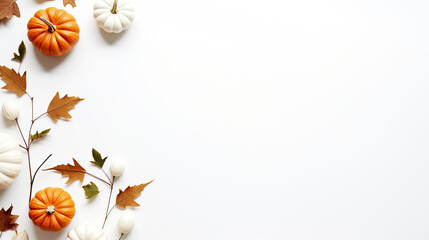 Fototapeta premium Autumn background with pumpkins and seeds, place for a text, top view