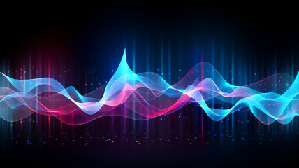 Audio soundwave scope signal as an abstract background depicting a sampled music sound wave frequency in a recording studio showing its amplitude, computer Generative AI stock illustration image