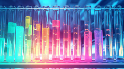 Analysing glass test tubes samples in a science laboratory while doing scientific experiments and medical testing for technology research, Generative AI stock illustration image