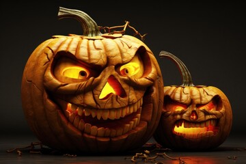 Scary of Halloween Jack-O'-Lantern in the Halloween night