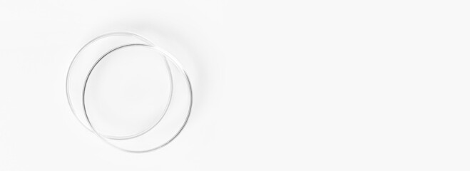 Two empty Petri dishes on a light background.