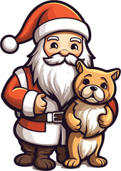 santa claus holding a dog on Christmas holidays stock
