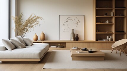 modern living room with fireplace template design. Generative AI