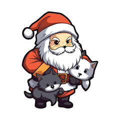 santa claus holding a dog on Christmas holidays stock
