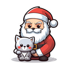 santa claus holding a dog on Christmas holidays stock
