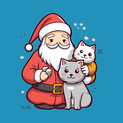 santa claus holding a dog on Christmas holidays stock
