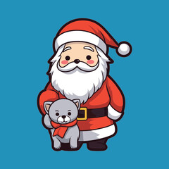 santa claus holding a dog on Christmas holidays stock
