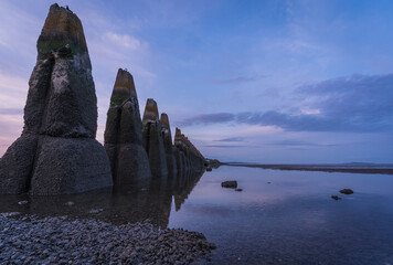 Historic submarine barrier near Edinburgh.