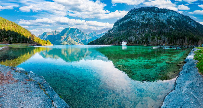 Beautiful lake in panorama of Austria