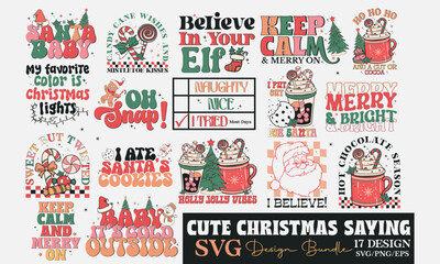 Cute Christmas Saying SVG Designs - obrazy, fototapety, plakaty