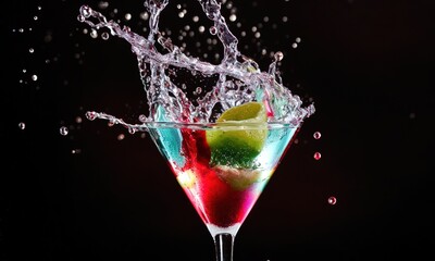 cocktail with lime and ice