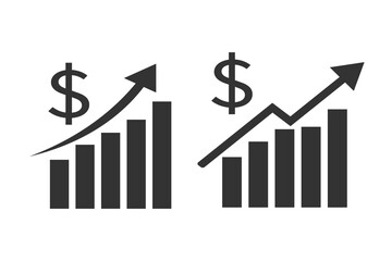 High cost icon. Dollar rate increase graph vector ilustration.