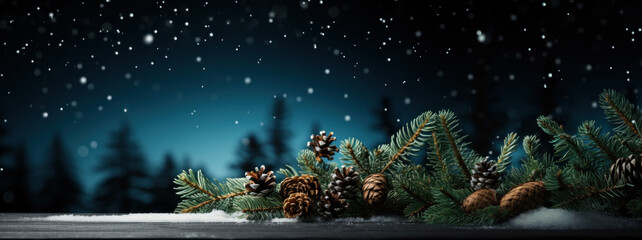 Fototapeta na wymiar Beautiful Christmas and New Year Festive Winter Panoramic Background