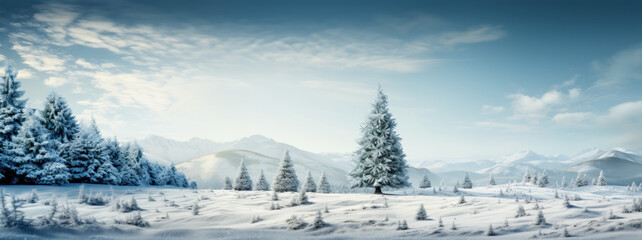 Beautiful Christmas and New Year Festive Winter Panoramic Background