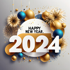 Happy new year 2024 letters banner, poster, background