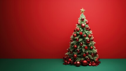 christmas tree on red background
