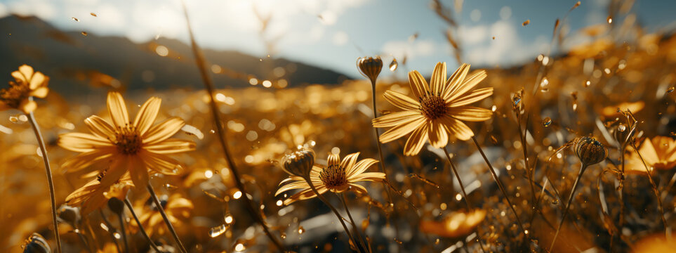 Summer concept colorful background of meadow flowers