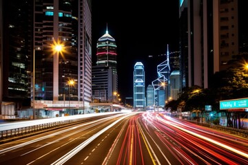 Night city traffic blurred cars long exposure lights evening highway lane movement fast transit car motion auto illuminated vehicle transportation street high speed light trails abstract background