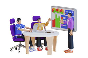 Business team analyzing data 3d Illustration