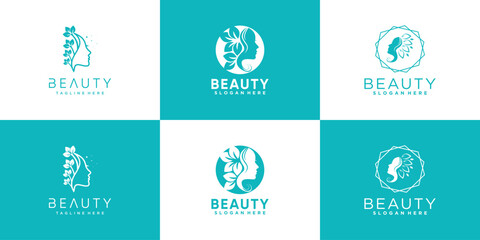 Nature beauty logo design collection with unique style Premium Vector