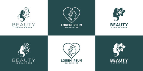Nature beauty logo design collection with unique style Premium Vector