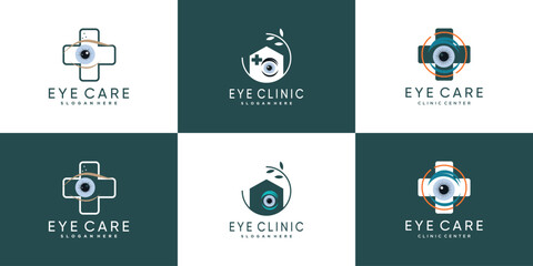 eye care logo icon with creative and modern concept premium vector