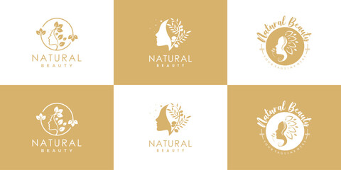 Nature beauty logo design collection with unique style Premium Vector