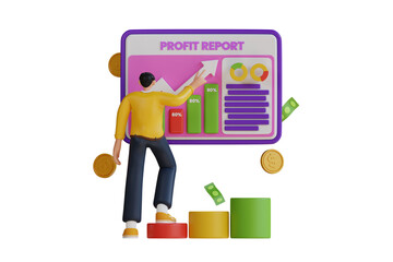 Financial profit report  3d Illustration