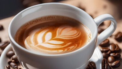 cup of coffee with beans