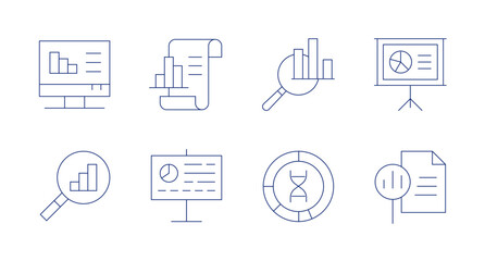 Analytics icons. editable stroke. Containing analysis, analytics, data analytics, donut chart, presentation, report.