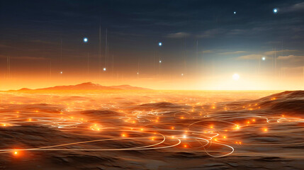 Vast plains with dancing light particles